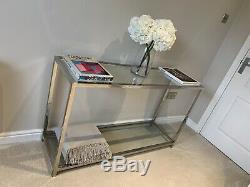 Luxury Glass & Chrome Modern Console Side hallway table RV ASTLEY EICHHOLTZ £450