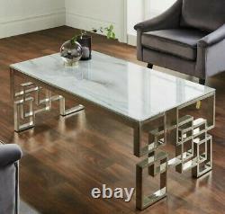 Luxury Marble Glass Staineless Steel Coffee Table