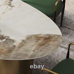 Luxury Oval Dining Table Stainless Steel Base Pedestal Table Pandora Gold