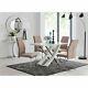 Mayfair 4 Seater White Dining Table And 4 Cappuccino Grey Chair Dining Set