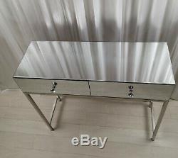 Mirrored Dressing Table Vanity Table Drawers Glass Bedroom Make-Up Console TABLE