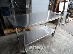 Mobile Fully Welded Stainless Steel Table 1550 mm x 650 mm Bonzer £150 + Vat