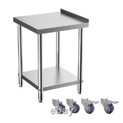Mobile Wheels Kitchen Prep Stainless Steel Table Work Bench Commercial Catering