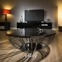 Modern Designer Large Round Coffee Table Glass Top Stainless Steel 201