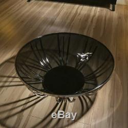 Modern Designer Large Round Coffee Table Glass Top Stainless Steel 201