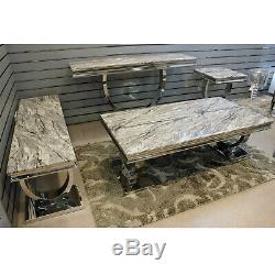 Modern Grey Marble Top Rectangle Coffee Table Tea Desk Home Office Furniture