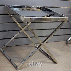 Modern Stainless Steel Side End Table Bed Sofa Tray Home Living Room Furniture