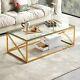 Monza Glass Coffee Table With Gold Stainless Steel Cross Frame Ay53-gold