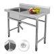 New Stainless Steel Commercial Sink Single Bowl Kitchen Catering Prep Table