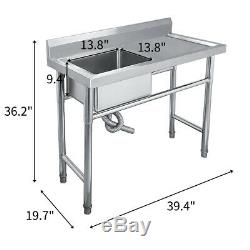 NEW Stainless Steel Commercial Sink Single Bowl Kitchen Catering Prep Table