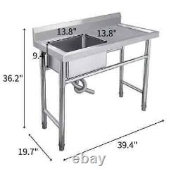 NEW Stainless Steel Commercial Sink Single Bowl Kitchen Catering Table UK