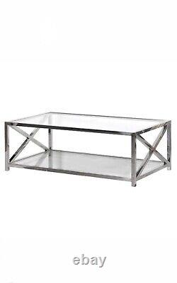 Neptune Glass Coffee Table Stainless Steel and Glass 1