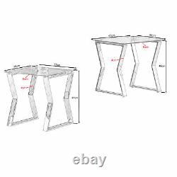 Nest of 2 Tables Coffee Table 2 Set Unit Clear Tempered Glass Table Top Side End
