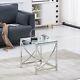 Nest Of 3 Coffee Table Sofa Side End Table Tempered Glass Withstainless Steel Legs