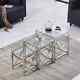 Nest Of 3 Coffee Table Tempered Glass Withstainless Steel Legs Sofa Side End Table