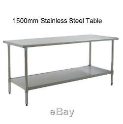 New Stainless Steel Commercial Kitchen Table + Under Shelf 150cm 4.92ft