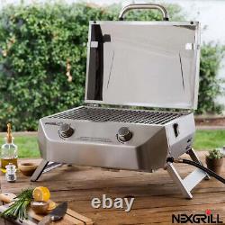 Nexgrill 2 Burner Portable Outdoor Stainless Steel Table Top Gas Barbecue UK