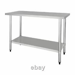 Nisbets Essentials Stainless Steel Table Adjustable Height with Undershelf 25 kg