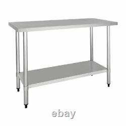 Nisbets Essentials Stainless Steel Table Adjustable Height with Undershelf 25 kg