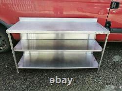 No279 Stainless Steel Wall Table 2 Under Shelves 1500mm X 570mm X 820mm High