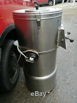 No453 STAINLESS STEEL 1/2 SACK POTATO RUMBLER/ PEELER HAD TURN TABLE RE GRITTED