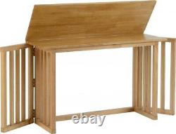 Oak Varnish Effect Fold Away Extending Dining Table & 2 Stools RICHIE