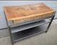 Oak Rustic Heavy Butchers Block, Kitchen Island, Table, Stainless Steel Stand