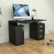 Otley Computer Desk 3 Drawer Laptop Pc Study Table Workstation Home Office Black