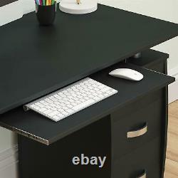 Otley Computer Desk 3 Drawer Laptop PC Study Table Workstation Home Office Black