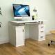 Otley Computer Desk 3 Drawer Laptop Pc Study Table Workstation Home Office White
