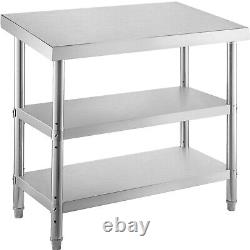 Outdoor Food Prep Table 60x14x33 Commercial Stainless Steel Table 2 Undershelf
