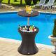 Outsunny Rattan Ice Bucket Cooler Table Beer Outdoor Patio Party Activity Bar