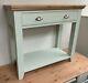Painted Shaker Console Table 1 Drawer Oak Top In Farrow & Ball Colours