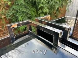 Pair of Luxury Stainless Steel & Glass Bedside Tables (Eicholtz)