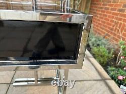 Pair of Luxury Stainless Steel & Glass Bedside Tables (Eicholtz)