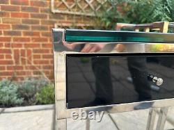 Pair of Luxury Stainless Steel & Glass Bedside Tables (Eicholtz)