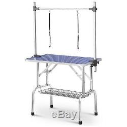 Pet Dog Grooming Table Folding Bath Height Top 36 Non Slip 2 Arm Adjustable BTM