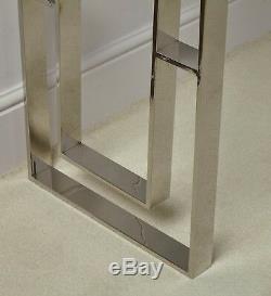 Plaza Contemporary Stainless Steel Smoked Glass Console Hall Display Table