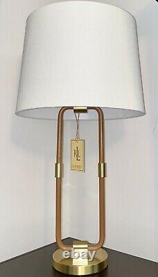 RARE Ralph Lauren Katie Time Worn Saddle Leather Brass Table Lamp-NWT