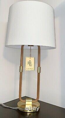 RARE Ralph Lauren Katie Time Worn Saddle Leather Brass Table Lamp-NWT
