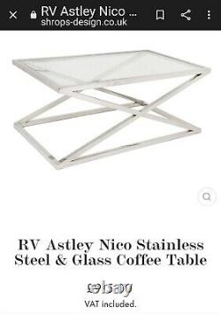 RV Astley Nico Stainless Steel & Glass Coffee Table