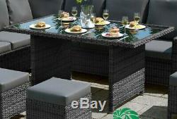 Rattan Effect 9 8 7 Seater Outdoor Corner Sofa Dining Table Set Patio Furniture
