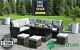 Rattan Outdoor Garden Furniture Set Corner Sofa & 3 Stools Patio Grey No Table
