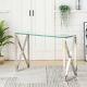 Rectangle Tempered Glass Console Table Stainless Steel Chrome Legs Living Room