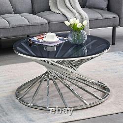 Round Coffee Table Side End Table Stainless Steel Legs Living Room Furniture NEW