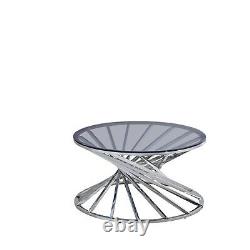 Round Coffee Table Side Table Silvery Stainless Steel Legs Any Room Furniture UK
