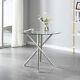 Round Glass Home Kitchen Table With Stainless Steel Metal Legs Dining Table