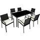 Set 6 Chairs 1 Table Poly Rattan Garden Aluminium Stainless Steel Home Furniture