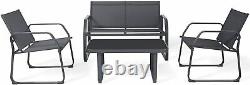 Sigtua 4 Seater Garden Furniture Set Loveseat Single Chairs Tempered Glass Table