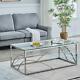 Silvery Coffee Table Stainless Steel Side Table Withtransparent Tempered Glass